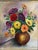 1940s 1940’s Vintage Brightly Colored Floral Still Life Oil Painting in Vintage Frame For Sale - Image 5 of 8