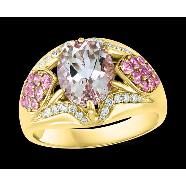 3.5 Carat Morganite and Diamond Cocktail Ring 18 Karat Rose Gold For Sale - Image 17 of 18