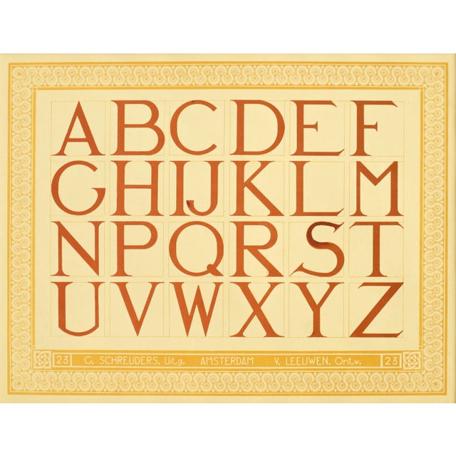 Art Nouveau 1907 Dutch Letterpress Sheet, Matted (Abcdef Ghijklm Npqrst Uvwxyz) For Sale - Image 3 of 3