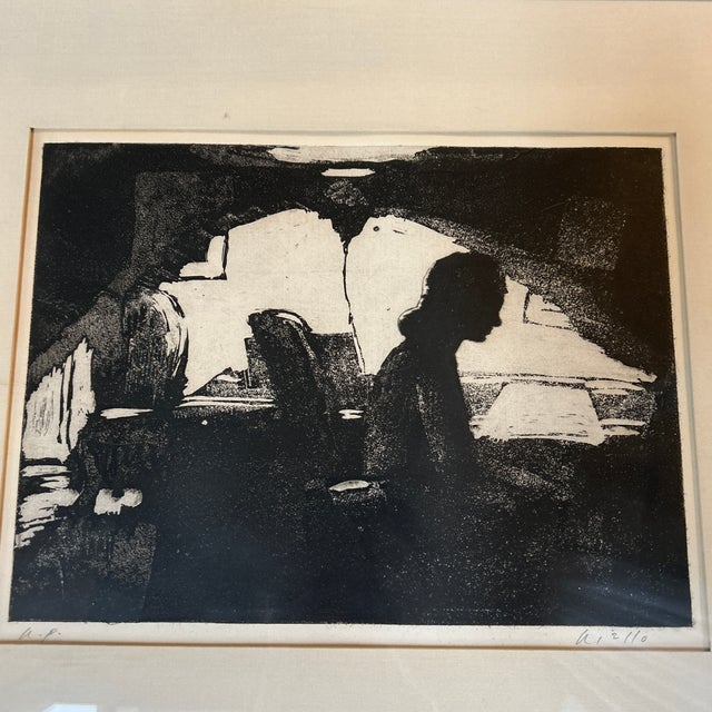 1970’s original lithograph of woman silhouetted in room. Signed. Litho measures approximately 12x9 and overall frame...