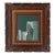 “Cabin Fern" Green Abstract Art in Vintage Frame, Transitional Living Room Art by JTS For Sale