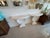 Grosfeld House Seashell Shell Scalloped Pair Demi Lune Wall Console Table Marble For Sale In West Palm - Image 6 of 18