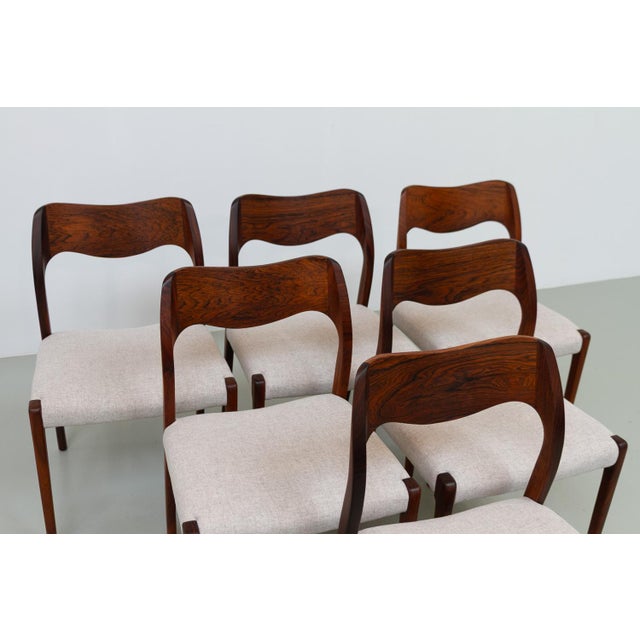 Danish Rosewood Chairs Model 71 by Niels O. Møller for J.L. Møllers, 1970s, Set of 6 For Sale - Image 6 of 18