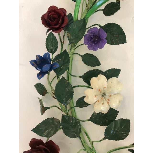 Painted Iron & Tole Wreath Wall Sculpture For Sale - Image 4 of 13