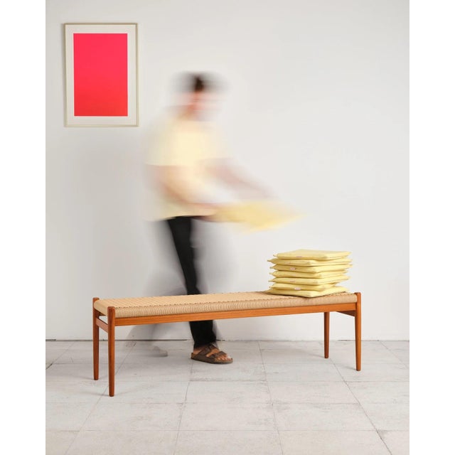 Long Teak Bench with Paper Cord Weaving by Niels O. Møller for j.l. Møllers, Denmark, 1960s For Sale - Image 11 of 18