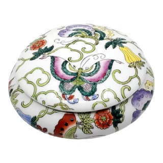 Box Jewelry Hand Painted Chinese Porcelain Butterflies For Sale