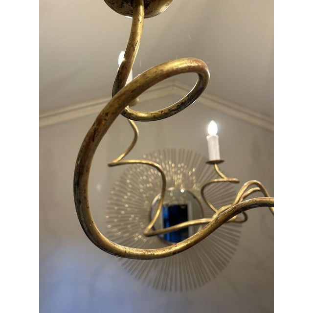 1990s Custom San Francisco Designed, Italian Fabricated Gold Leaf Chandelier For Sale - Image 5 of 5