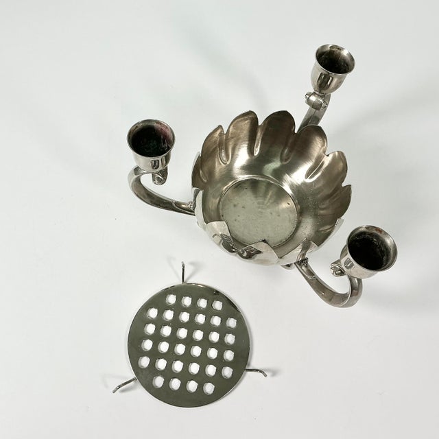 Mid-Century Chinoiserie Hollywood Regency Lotus Flora Centerpiece Vase With Three Candleholders For Sale - Image 10 of 12