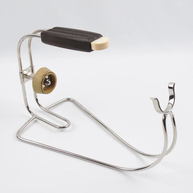 Chrome Jacques Adnet Art Deco Chrome Bottle Holder Wine Pourer Server For Sale - Image 8 of 8