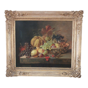 English 19th C. Still Life - Basket With Fruit -Well Listed Artist James Poulton