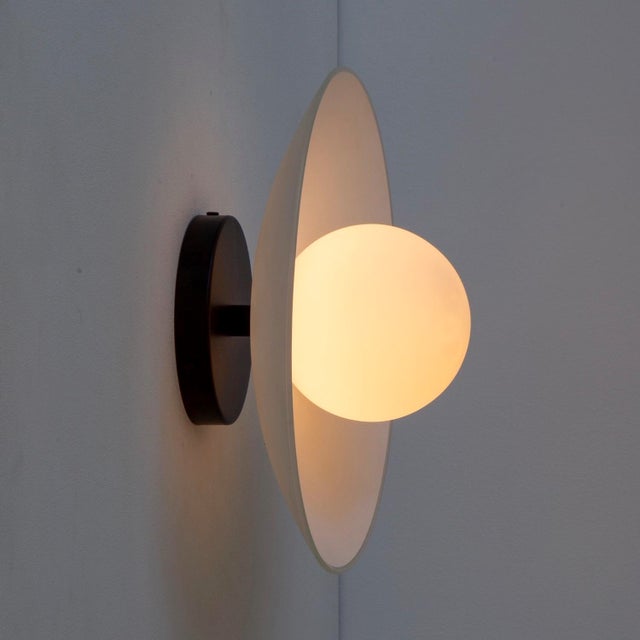 Dish Wall Sconce, 5in Glass Globe, Modern Led Wall Sconce, by Research.Lighting For Sale In New York - Image 6 of 9