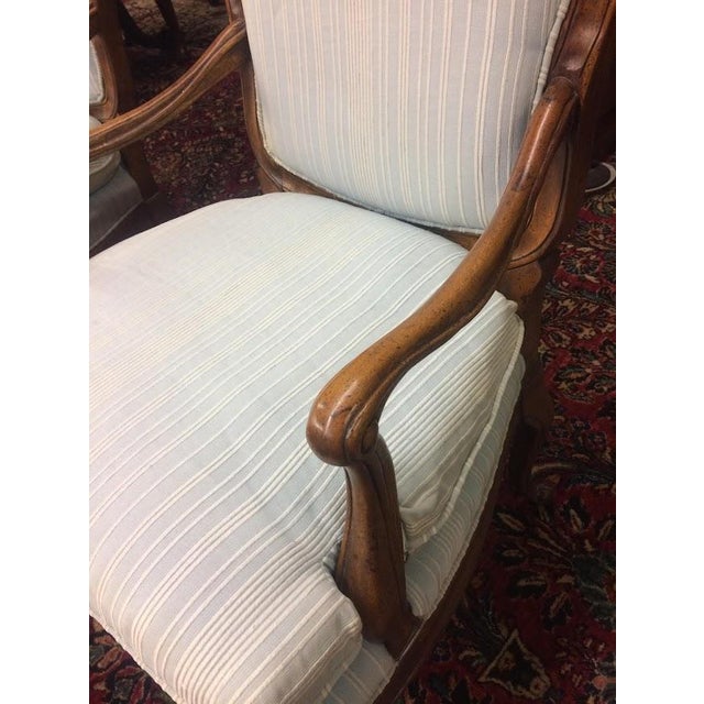 Item: Vintage French Country Style Chairs by Bernhardt Furniture, offered as a set of four. Age & Condition: Circa 1970....