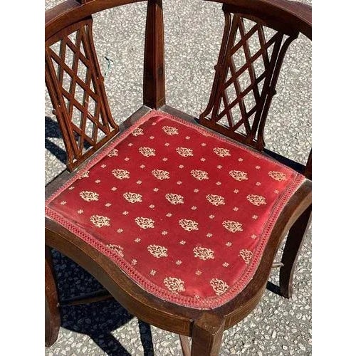 Edwardian Inlaid Mahogany Armchair For Sale - Image 4 of 7