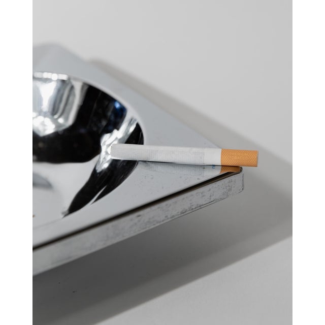 Modern Large Vintage Brutalist Modernist Square Chrome Ashtray, 1980s For Sale - Image 3 of 12