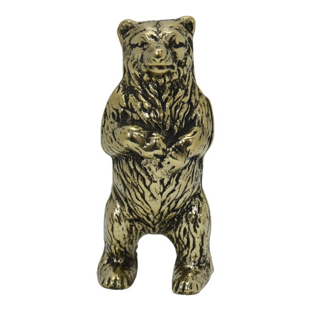 English Victorian Brass Bear Money Bank For Sale