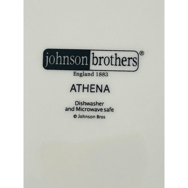 Contemporary 1990s Athena Pattern by Johnson Brothers White Ironstone Dinner Plates - Set of 8 For Sale - Image 3 of 4