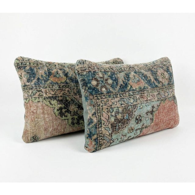 Mid-Century Modern Bohemian Lumbar Rug Pillow Cover 16'' X 24'' - Set of Two For Sale - Image 3 of 4
