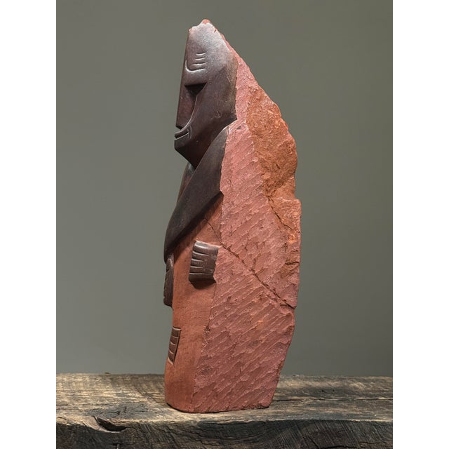 Postmodern Vintage Modernist Shona Hand Carved Stone Sculpture of Two Figures For Sale - Image 3 of 8