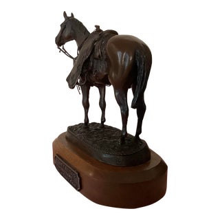 Curtis Fort Bronze Sculpture of Saddled Horse on Swivel Base For Sale
