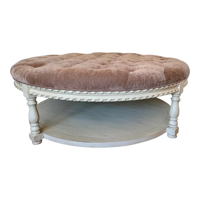 A.r.t. Transitional Mauve Velvet Tufted Ottoman For Sale