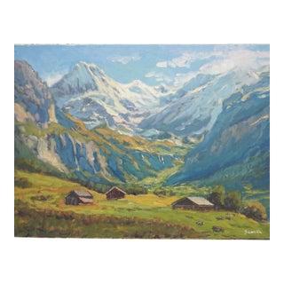 Original Oil Landscape of Albes Mountain For Sale