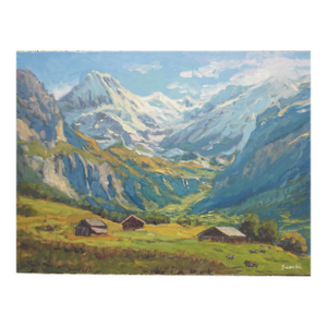 Original Oil Landscape of Albes Mountain