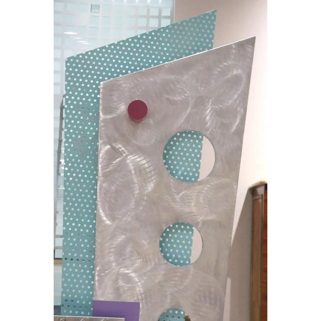 Abstract 1970s Large 80 Inches Tall Art Glass and Metal Abstract Sculpture For Sale - Image 3 of 8
