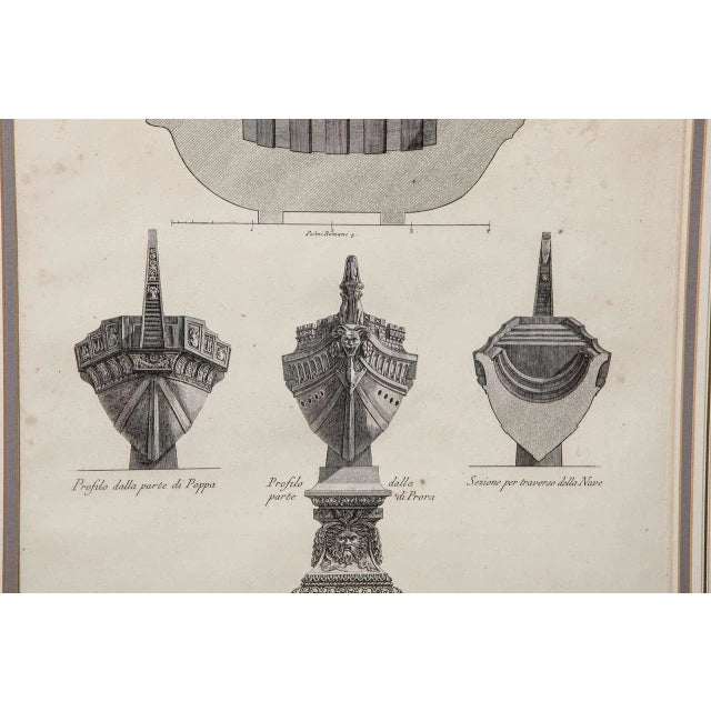 Traditional Mid 19th Century Framed Antique Etching of Ship by Piranesi For Sale - Image 3 of 8