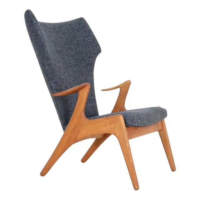 Oak Wing Chair attributed to Kurt Østervig for Rolschau Møbler, 1950s For Sale