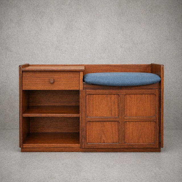 Mid-Century Teak Telephone Bench with Drawer from Nathan, 1970s For Sale - Image 11 of 11