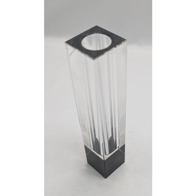 Contemporary Vintage Rectangular Reed & Barton Crystal Vase For Sale - Image 3 of 5