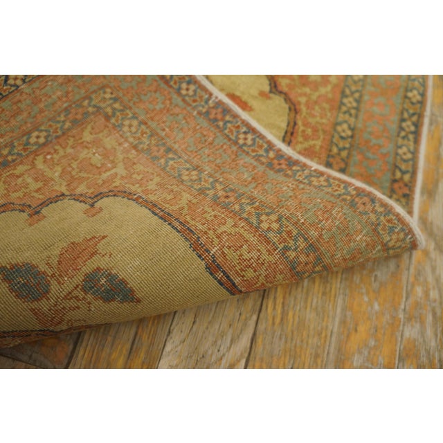 1880s Salmon Medallion Antique Persian Tabriz Haji Jalili Rug 1'9" X 2'3" Handknotted Wool Carpet For Sale In New York - Image 6 of 6