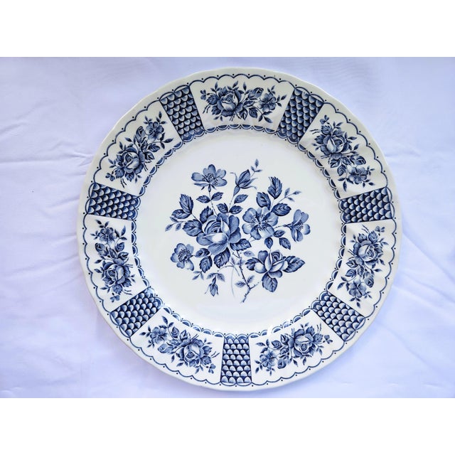 1980s 1980s Myott Melody Blue & White Dinner Plate For Sale - Image 5 of 5