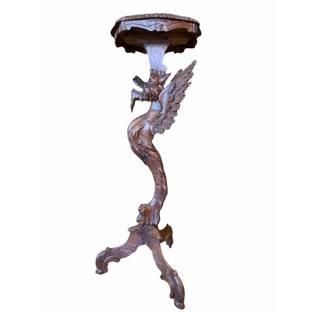 2000 - 2009 Pair Carved Winged Dragon Pedestals For Sale - Image 5 of 8