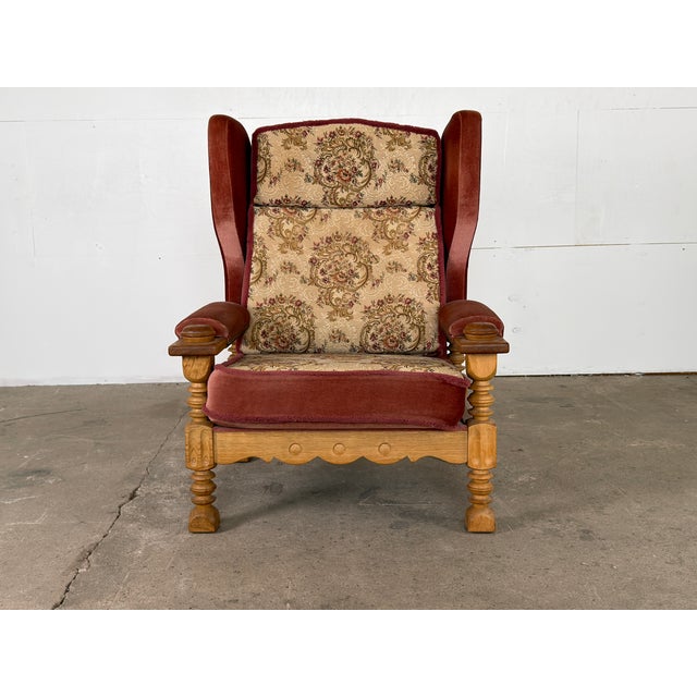Danish Wingback Lounge Chair in Oak by Henning Kjærnulf, 1960s For Sale - Image 12 of 12