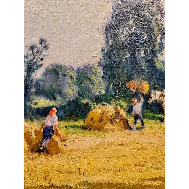 Andre Fremond - Farmland Landscape During Harvest- C.1920 Oil Painting For Sale - Image 4 of 12