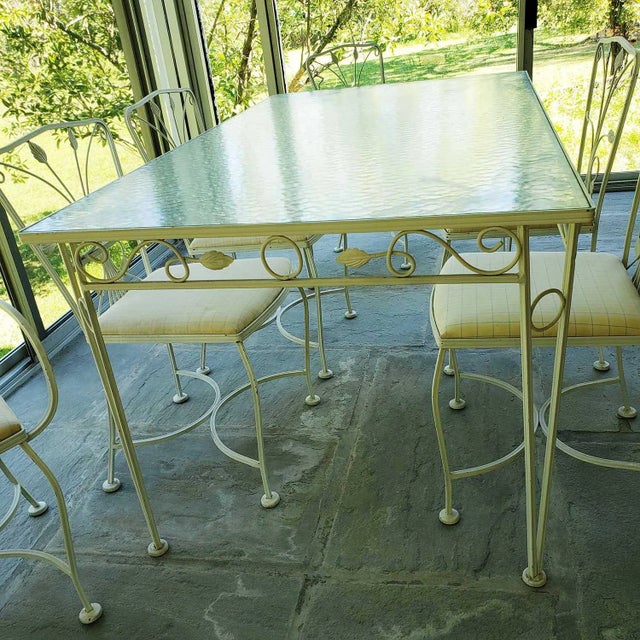 Mid-Century Modern Vintage Wrought Iron Dining Table and Chairs For Sale - Image 3 of 12