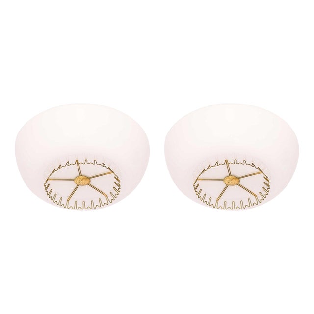 Flush Mounts in Brass attributed to Lisa Johansson-Pape, 1950s, Set of 2 For Sale