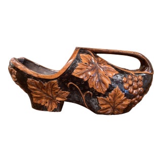 Early 20th Century French Black Forest Carved Walnut Wine Bottle Holder Clog For Sale