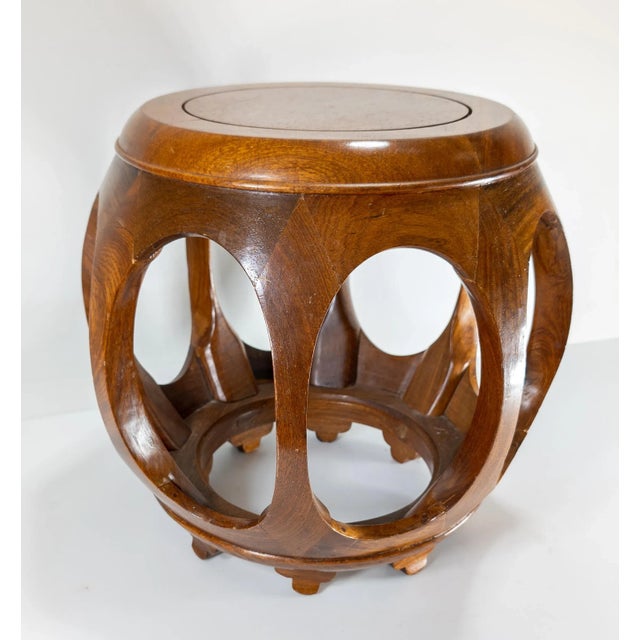 Wood Mid-Century Asian Modern Chinoiserie Rosewood Stool For Sale - Image 7 of 8
