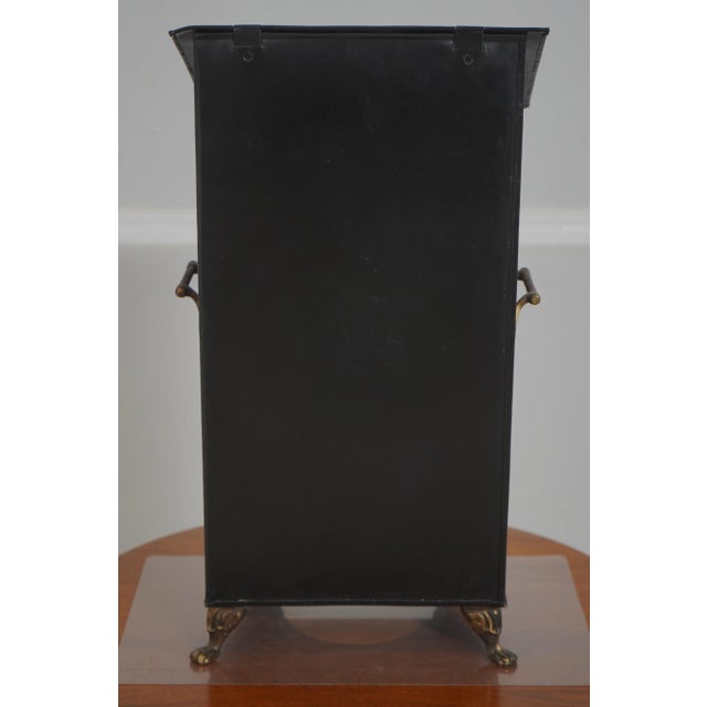 Paint Decorated Toleware Bin W. Brass Feet For Sale - Image 12 of 12