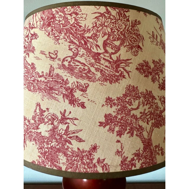 1940s French Tole Lamp With Toile Shade For Sale - Image 4 of 7