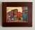 Vintage oil painting on board of an abstract street view with bright colors. Painted by listed artist Rodolfo Jara. Nice...