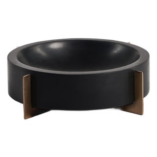 Catania Marble Bowl on Metal Base, Black For Sale