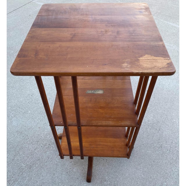 Mid 20th Century Large Vintage Art Deco Revolving Bookcase For Sale - Image 6 of 10