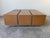 1980s 1980s Postmodern Laminated Tortoiseshell & Brushed Steel Plinth Base Coffee Table on Wheels For Sale - Image 5 of 12