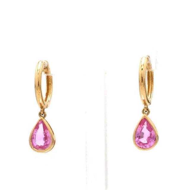 1.31 cts Natural pink sapphire earrings in 14k gold For Sale - Image 14 of 18