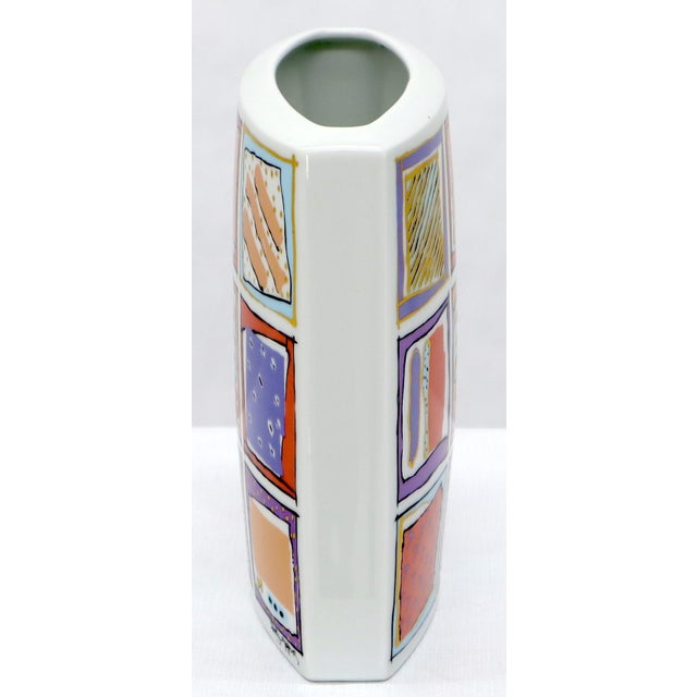 20th Century German White Porcelain Square Vase Painted Rosenthal Studio-Linie For Sale - Image 11 of 11