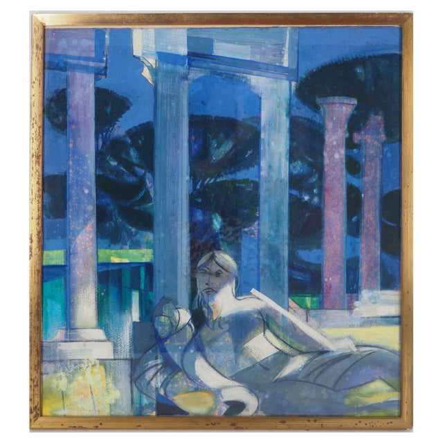 Camille Hilaire, Resting Goddess, 1975, Original Watercolor and Gouache For Sale