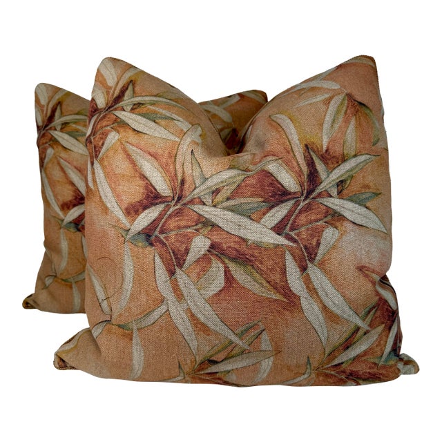 Maison Levy "Echantillon Eucalyptus" in Cuivre 22" Pillows-a Pair For Sale